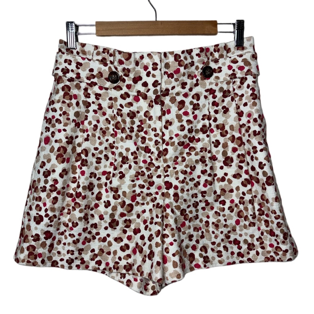 Ann Taylor High Rise Pink Animal Leopard Print Paperbag Shorts Size 6 | Pockets